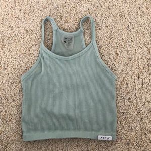 ACTA Light Green Crop Top with Built in Sports Bra